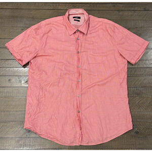 Boss Hugo Boss - Men’s Slim Fit - Red/Pink Button Up Short Sleeve - Size XXL